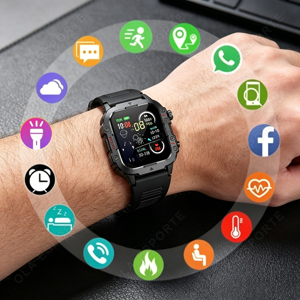 Smartwatch Rugged Watches For Men - Jam Tangan Pintar Militer Tangguh 2026