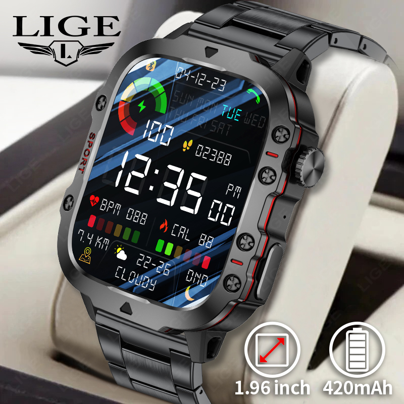 Smartwatch Rugged Watches For Men - Jam Tangan Pintar Kebugaran Militer Tangguh