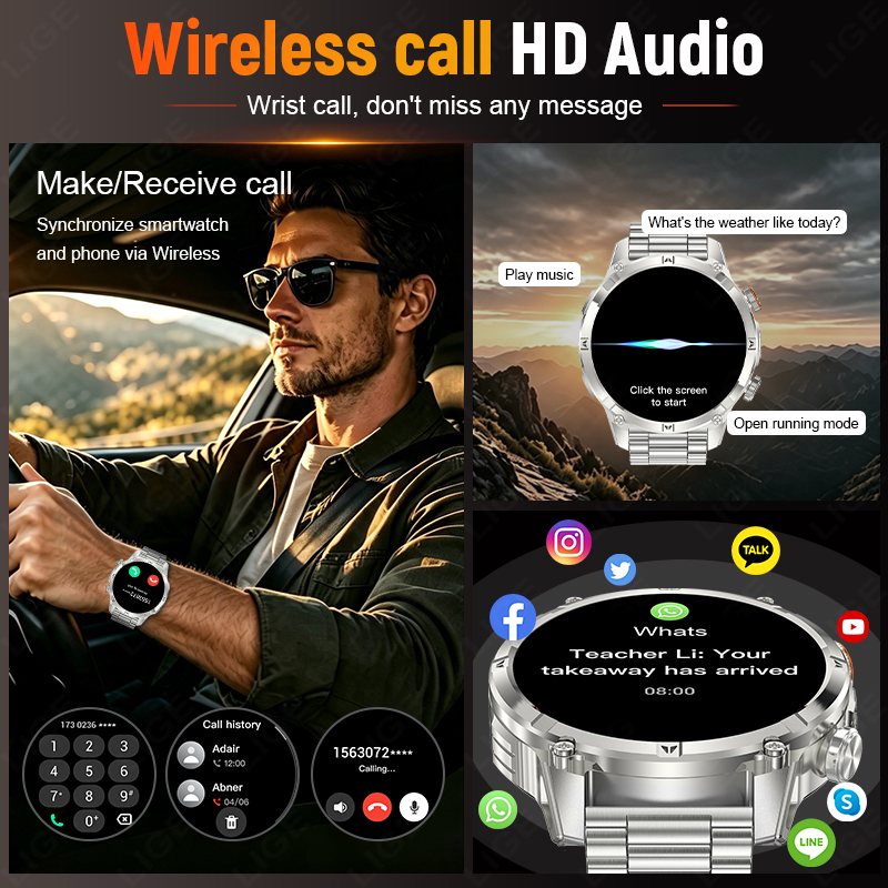LIGE Jam Tangan Pintar Pria Ou - Smartwatch Rugged Watches For Men ulasan dan harga