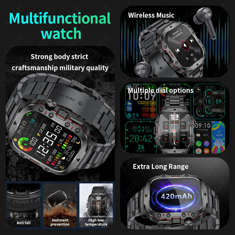 Jam Tangan Pintar Kebugaran Mi - Smartwatch Rugged Watches For Men ulasan dan harga
