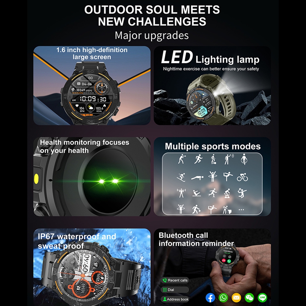 Jam Tangan Pintar Militer Luar - Smartwatch Rugged Watches For Men ulasan dan harga